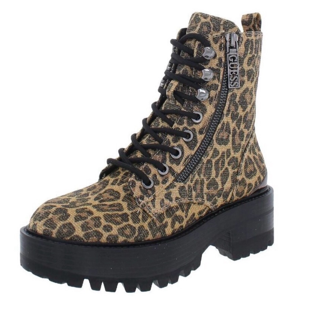 Guess Womens Fearne 2 Platform Lug Sole Combat & Lace-up Boots